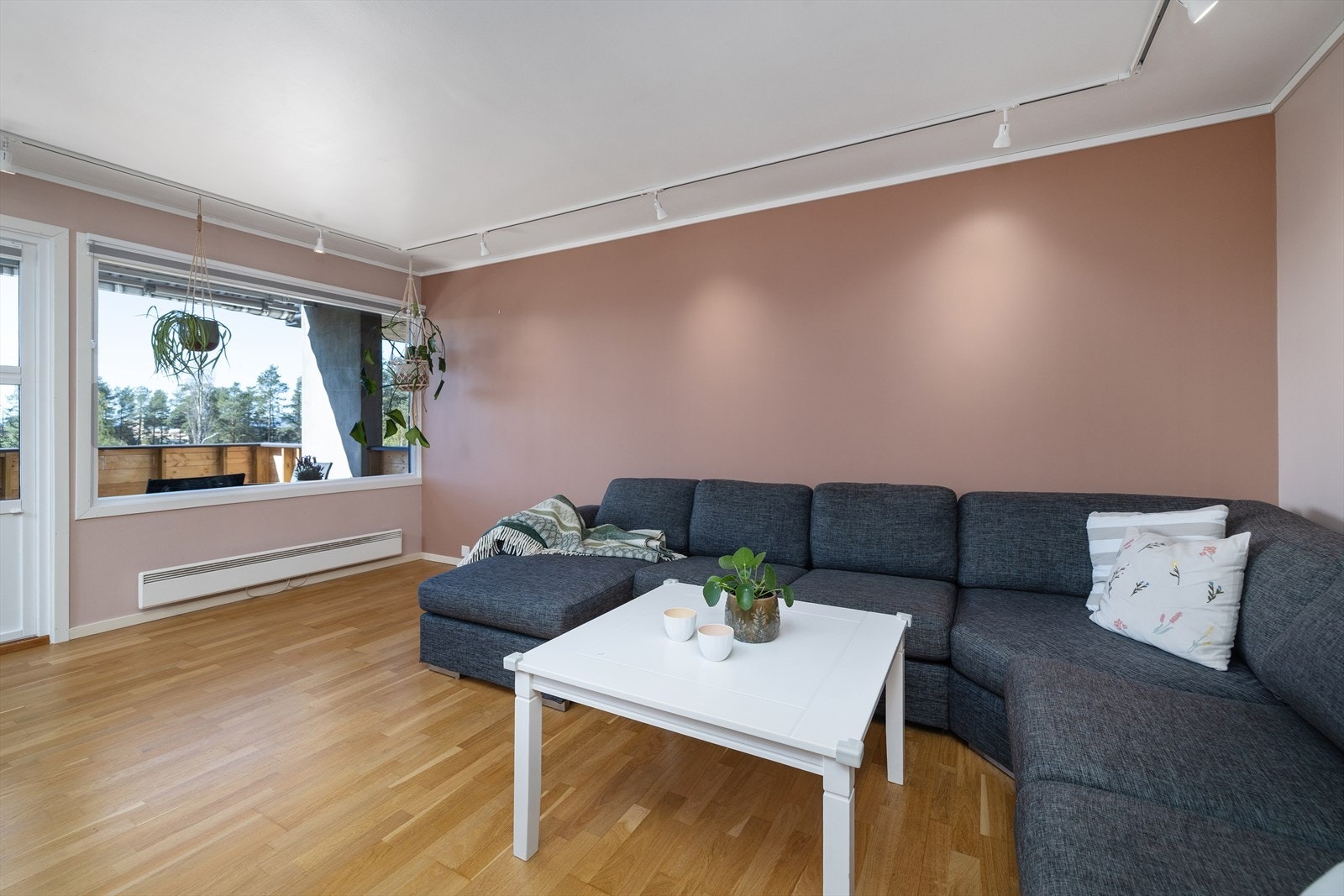 Stuen har god plass til en romslig sofagruppe. Galleribilde