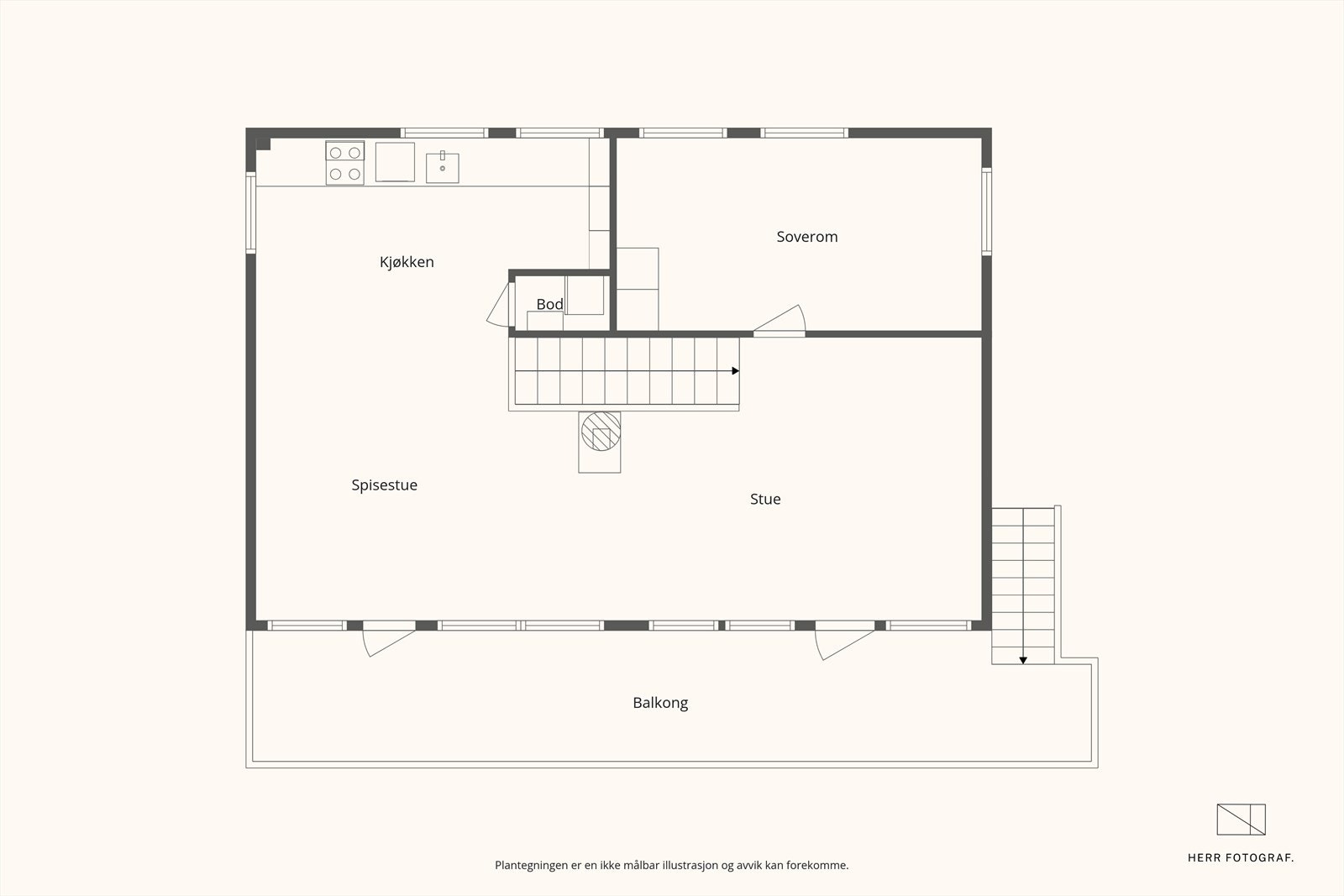 Plantegning hovedetasje. Galleribilde