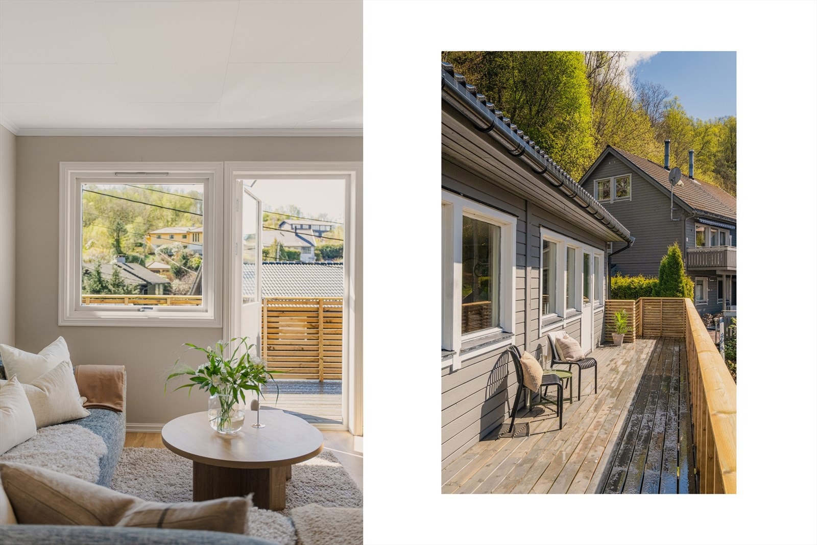 Utgang til solrik altan på 25 kvm fra både stue og kjøkken Galleribilde