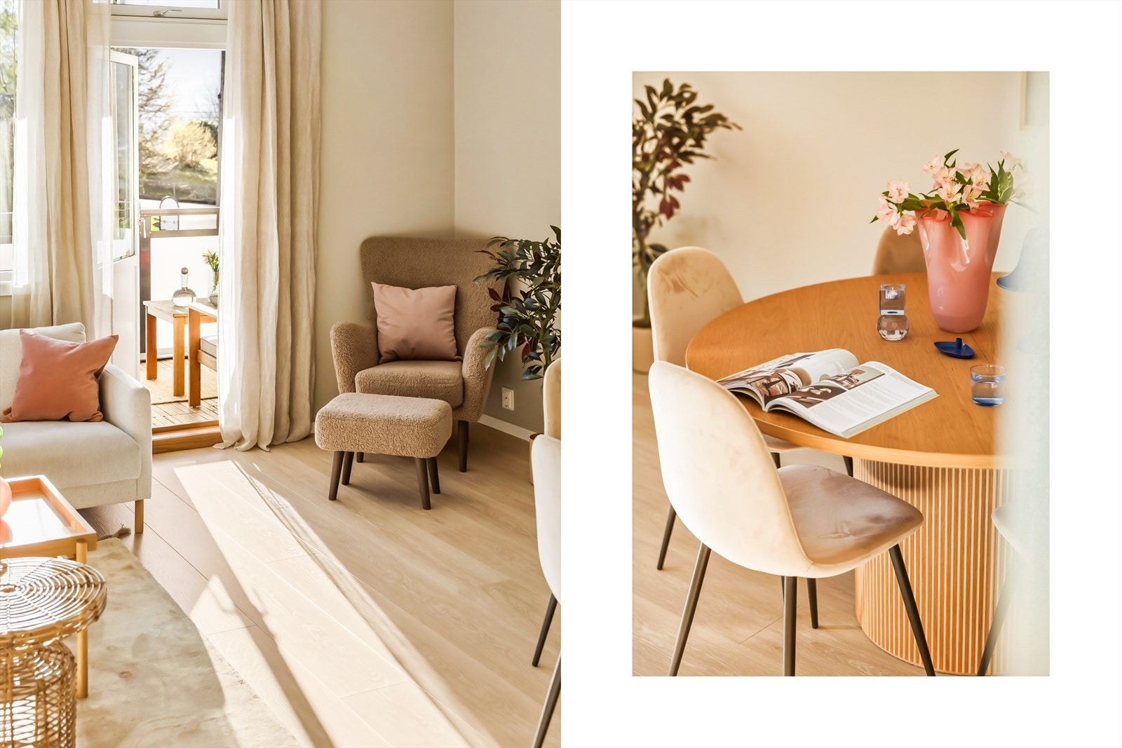 Her er det god plass til både sofagruppe og spisebord. Galleribilde