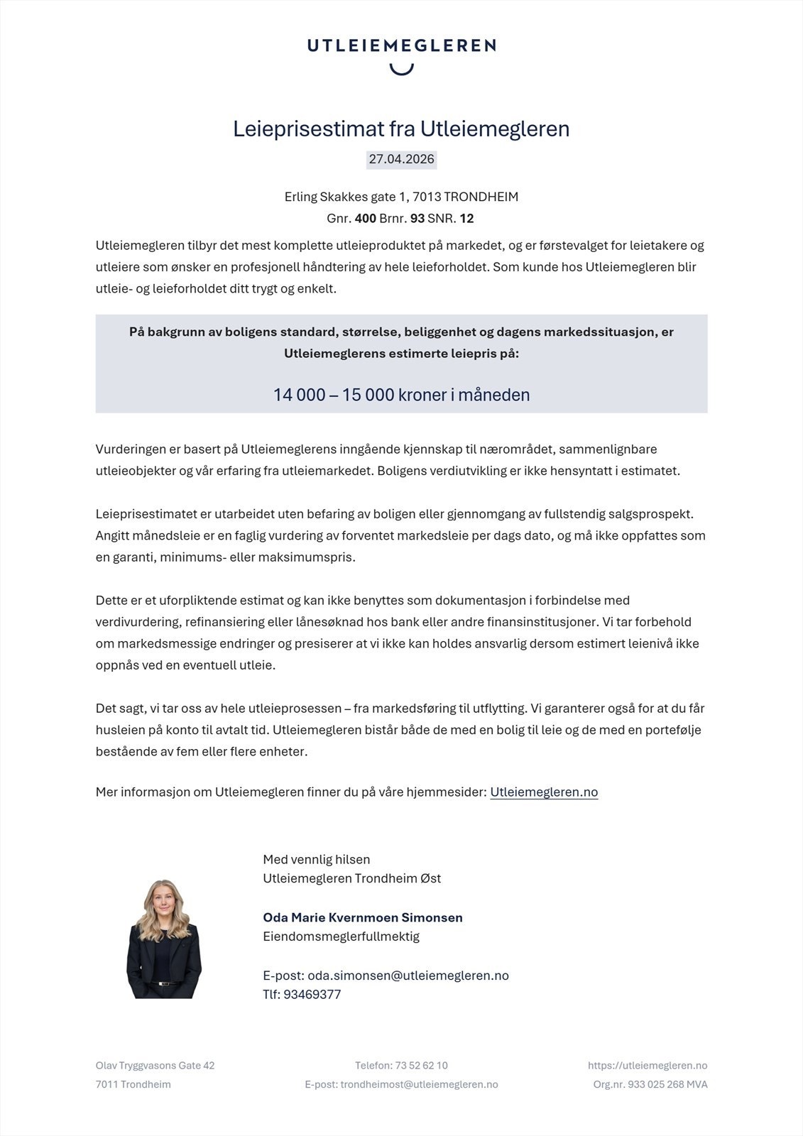 Leieprisestimat Galleribilde
