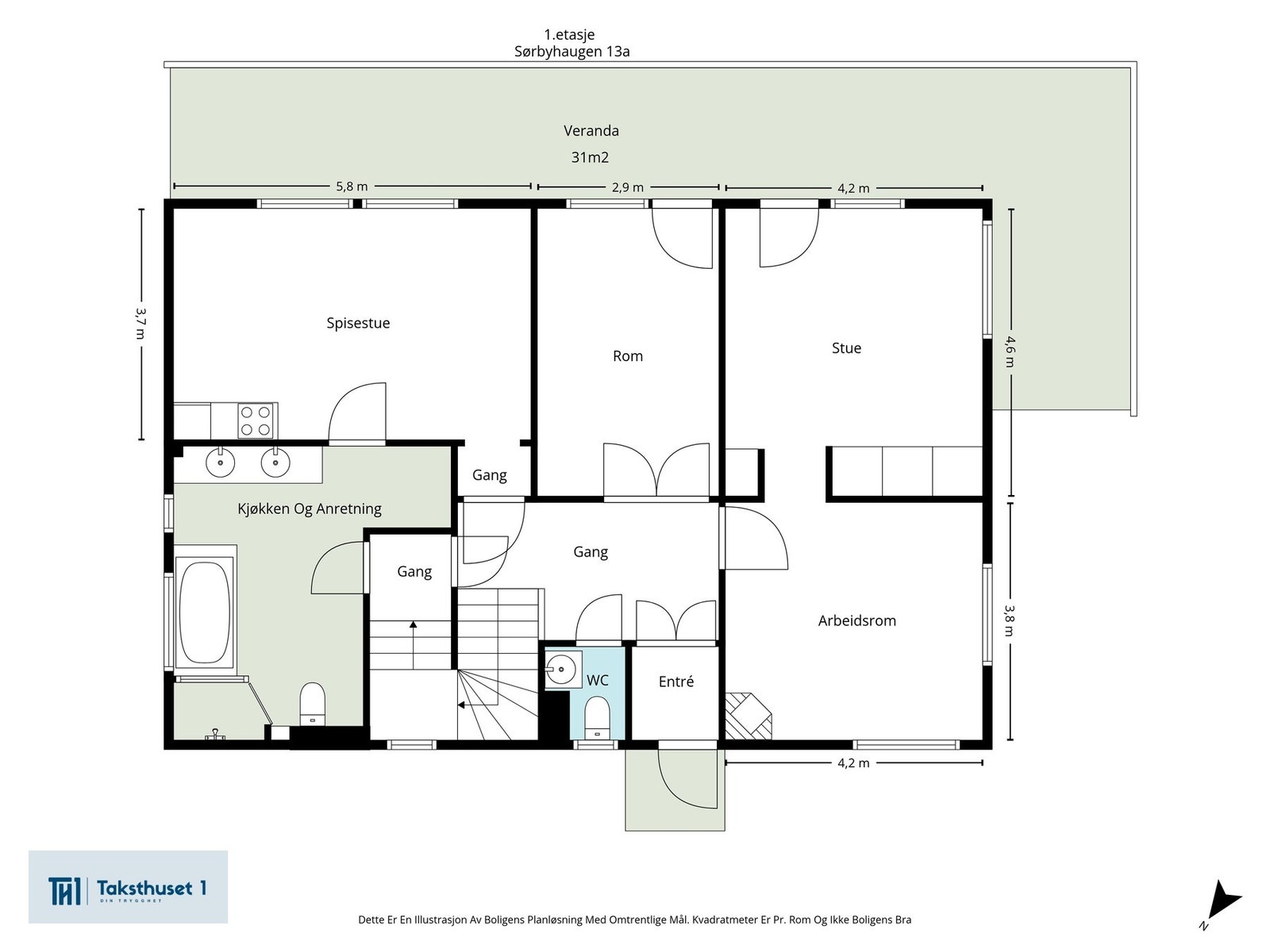 Plantegning 1. etasje Galleribilde
