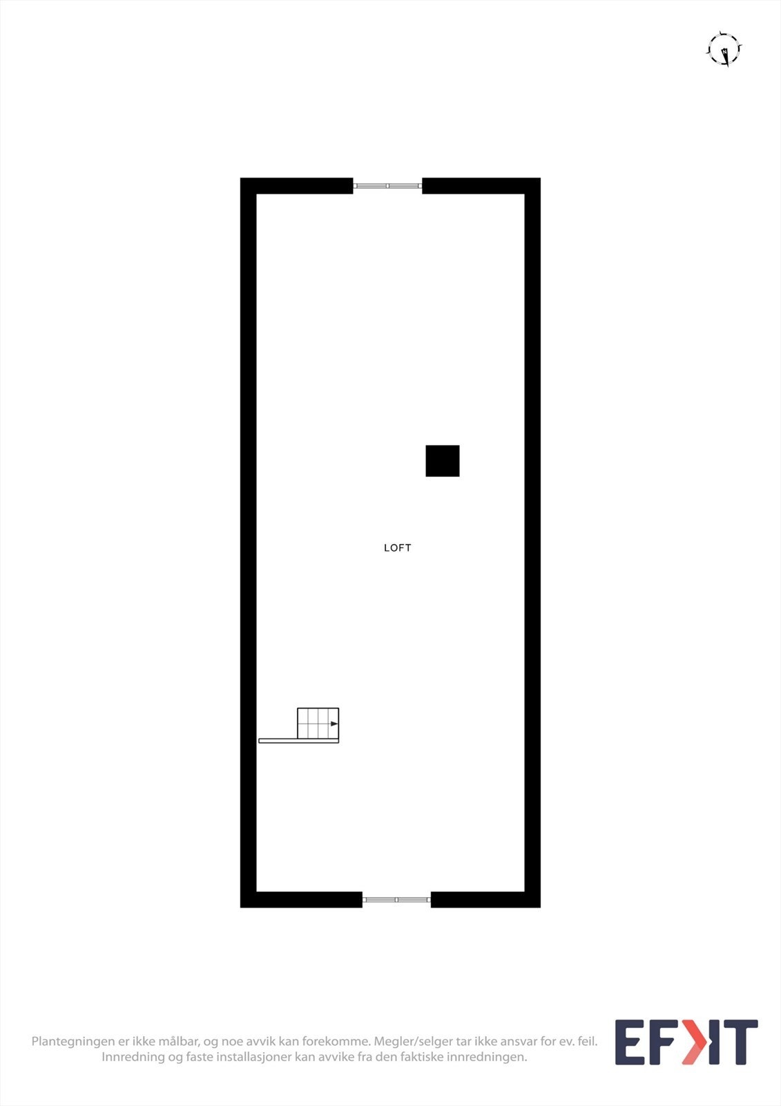 Plantegning av loftsetasjen, som i dag er et uinnredet kaldloft. Galleribilde