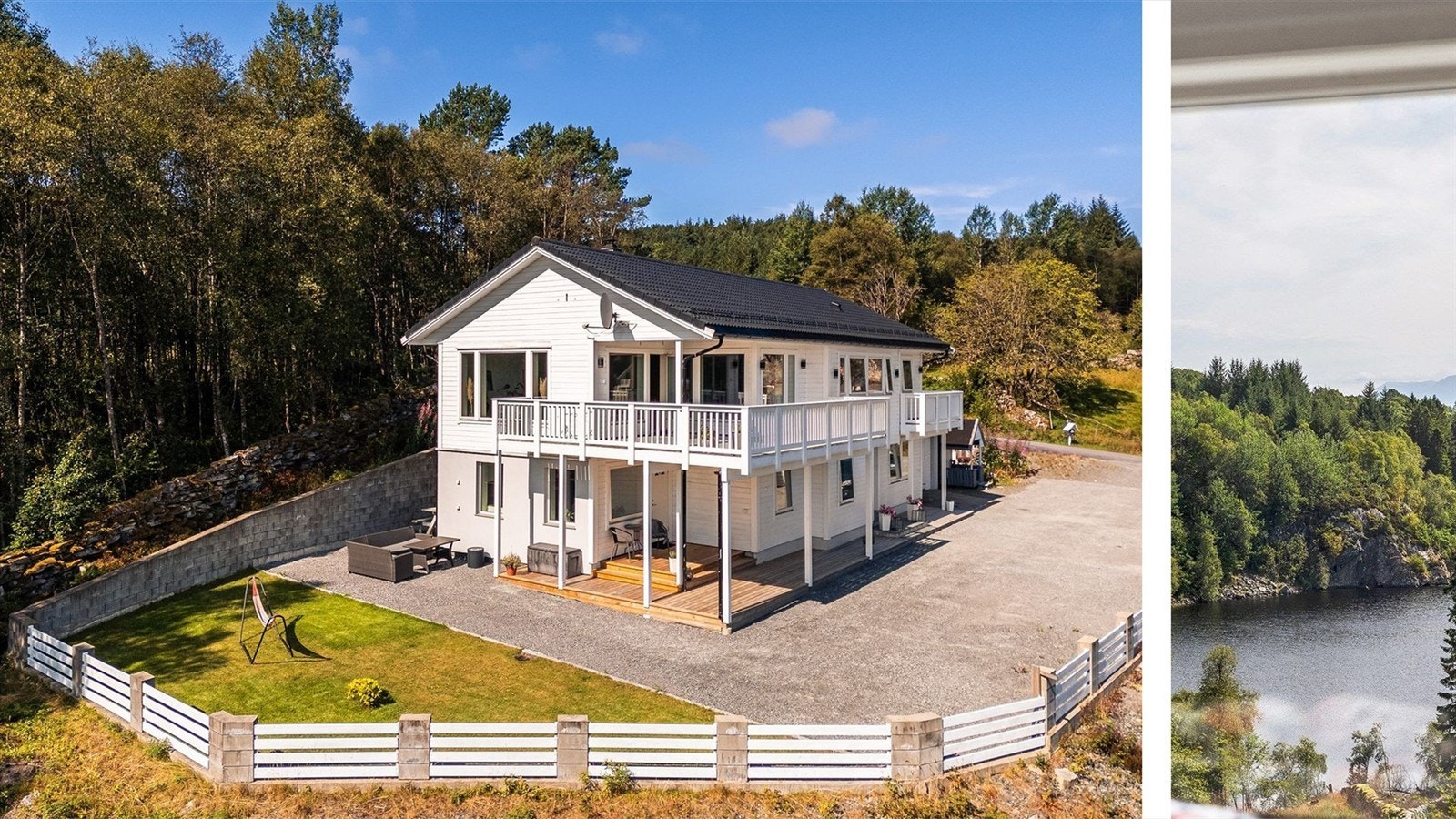 Huset har fin uteplass, med gode parkeringsmuligheter og garasje. Galleribilde