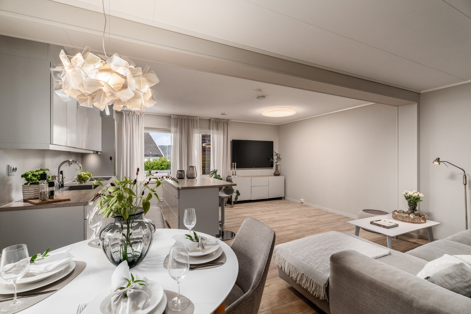 En enkel og oversiktlig planløsning, som gjør den lett å møblere. Galleribilde