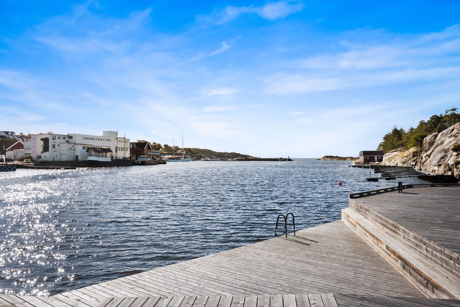 Badeleider fra fellesbryggen gjør det enkelt å ta en dukkert. Galleribilde