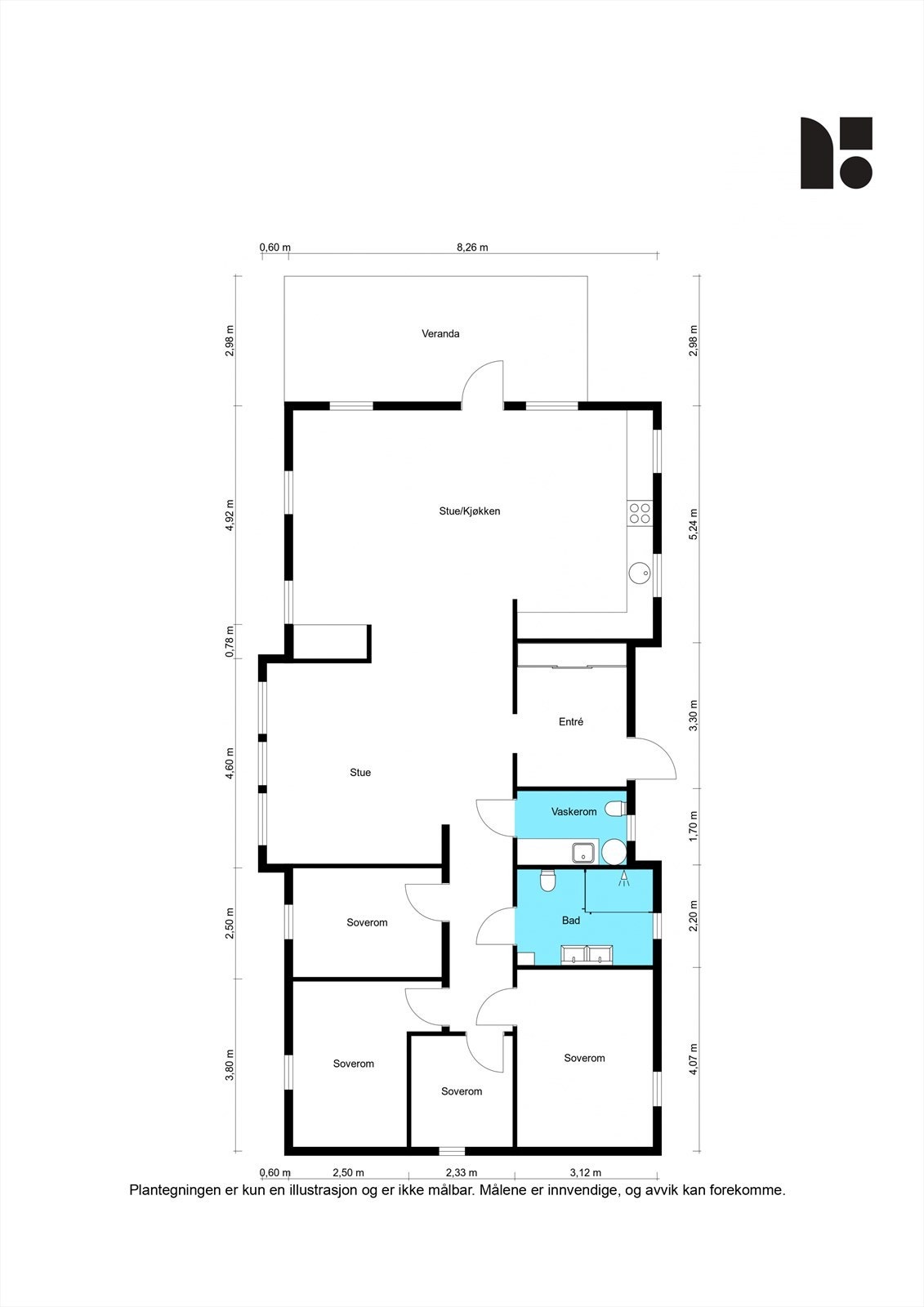 Plantegning 1. etg. Målsatt, avvik kan forekomme. Galleribilde
