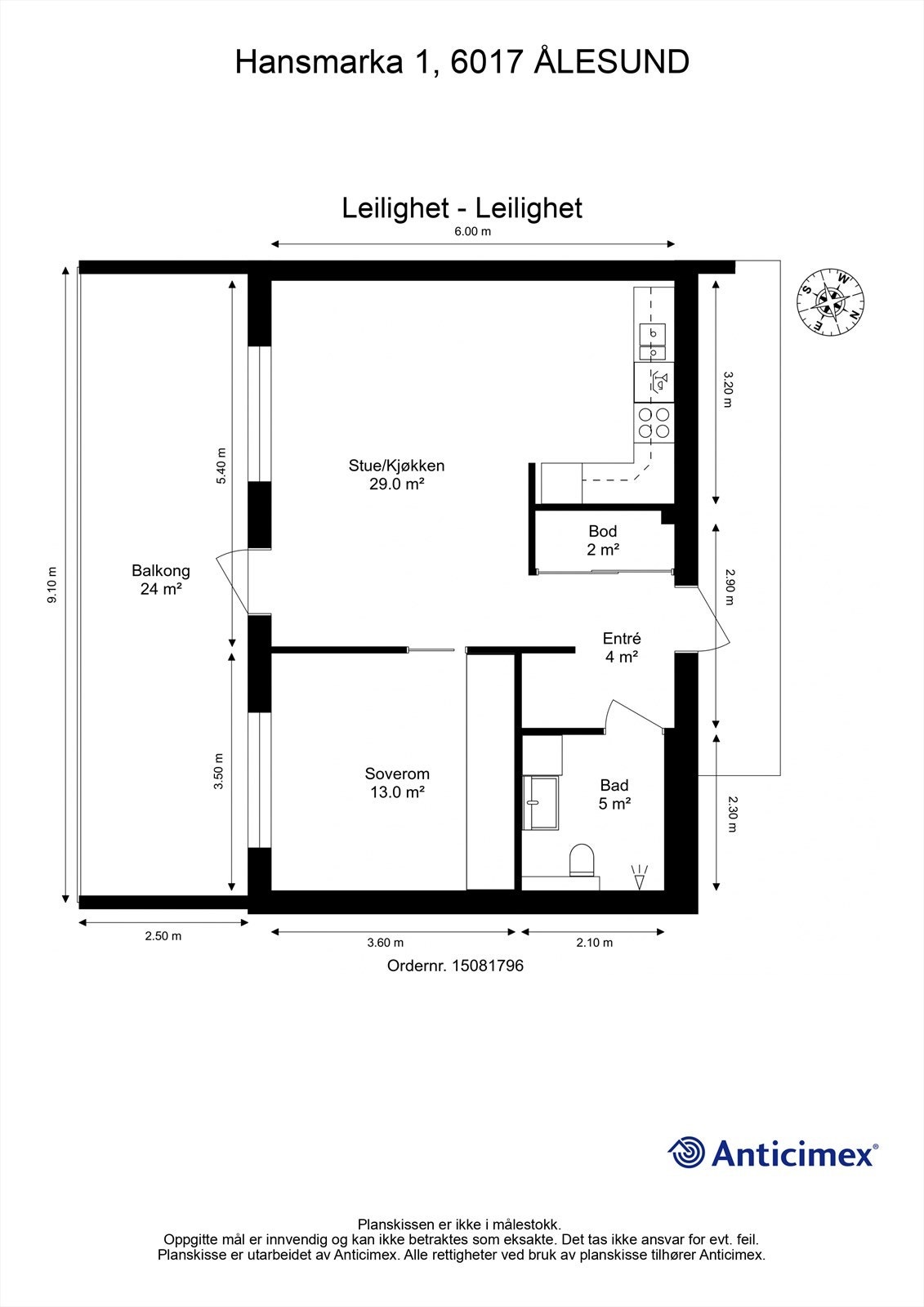 Målsatt plantegning Galleribilde