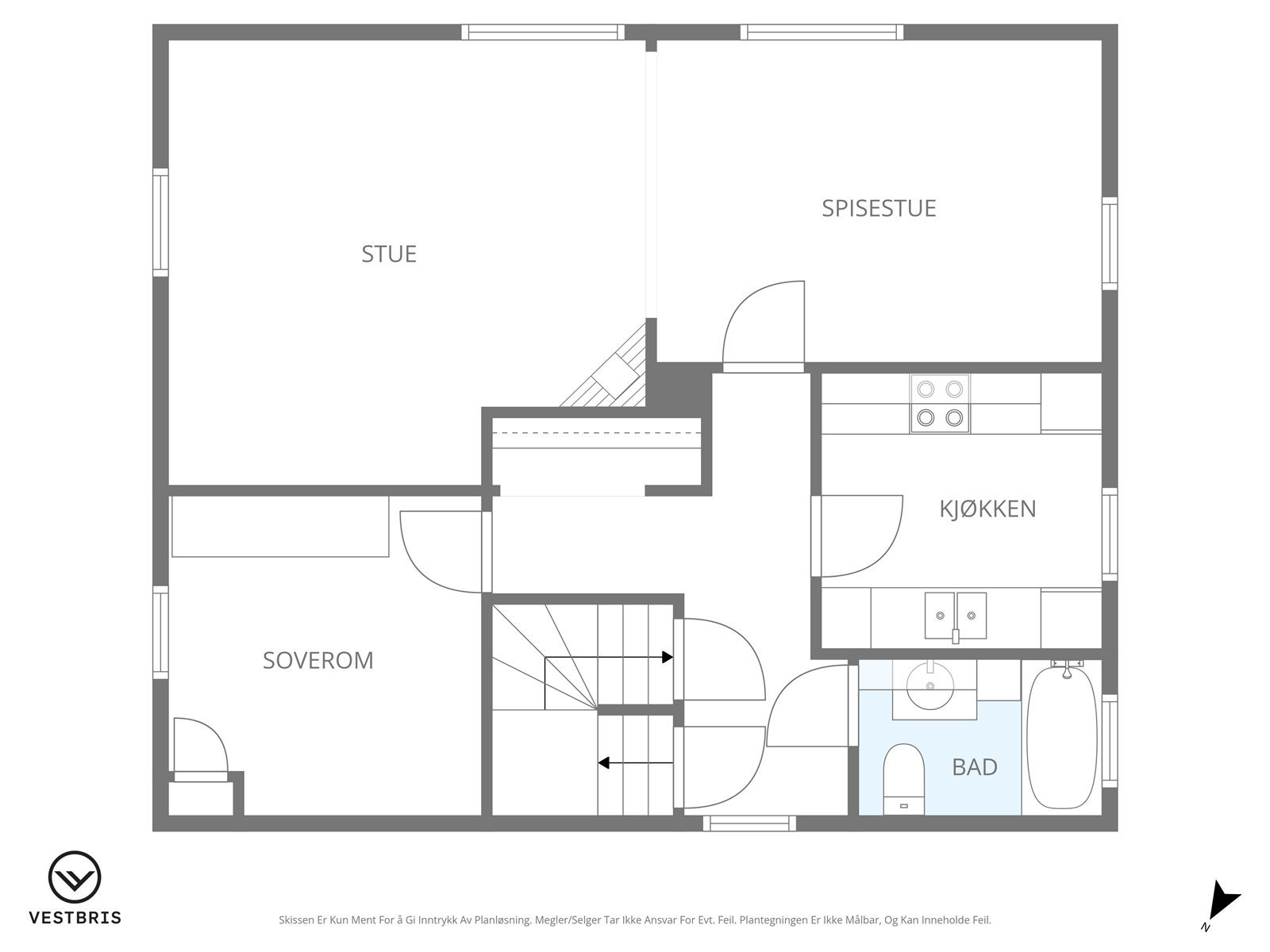 Plantegning | 2. etasje (hovedetasje i boenhet 2). Galleribilde