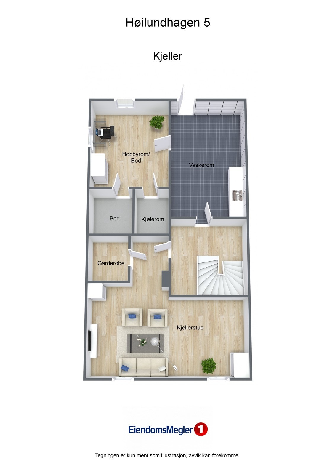Illustrasjon 3D Høilundhagen 5 - Kjeller Galleribilde