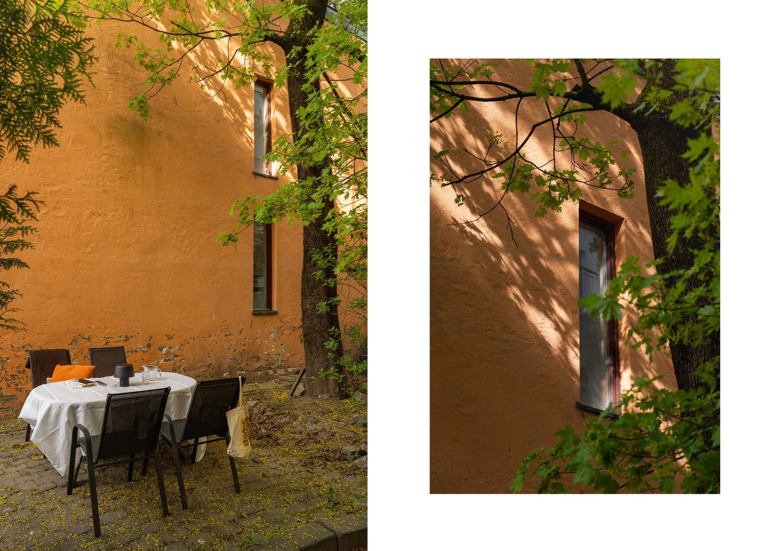 Bakgård har flere soner og sittegrupper. Galleribilde