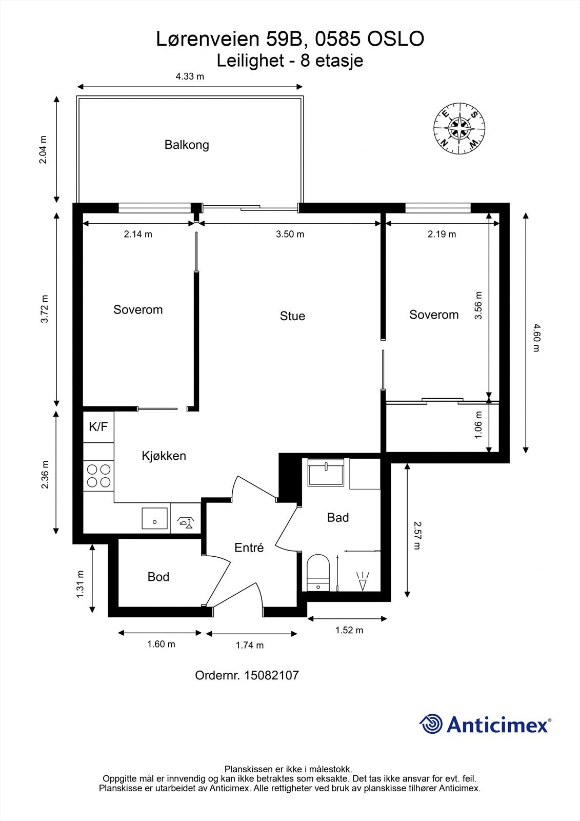 Målsatt plantegning Galleribilde