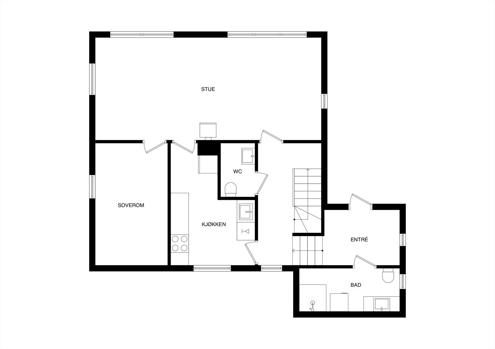 Plantegning 1. etasje Galleribilde