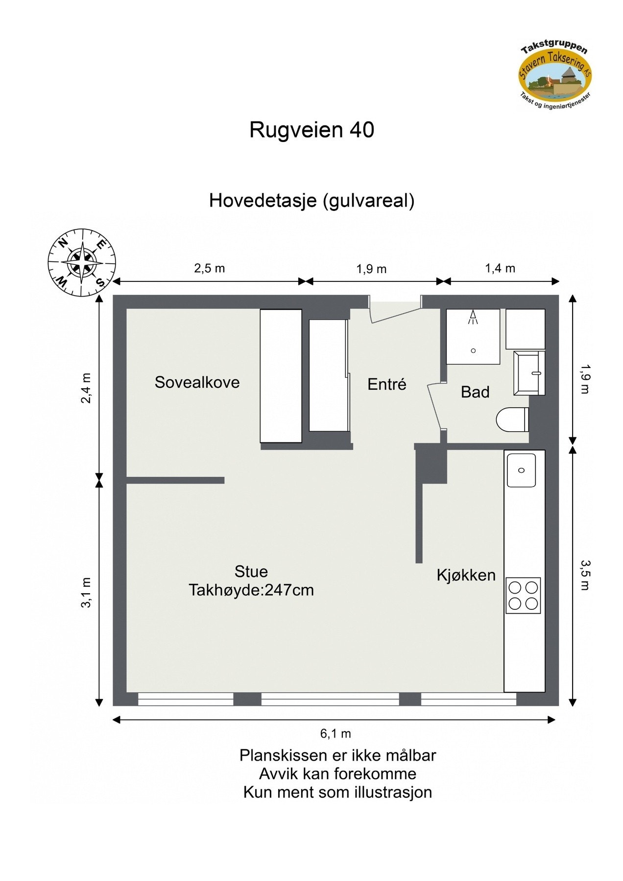 Oppmålt planløsning Galleribilde
