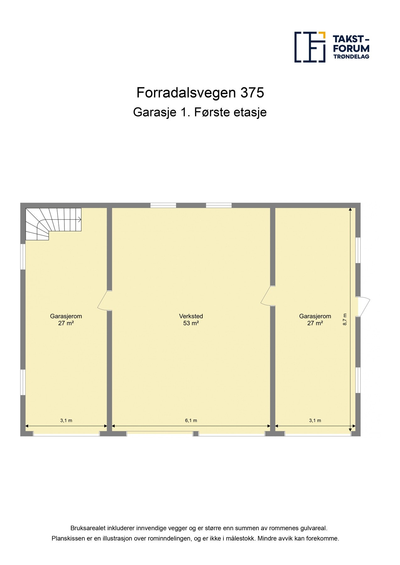 Plantegning - Garasje 1 - 1. etasje. Galleribilde