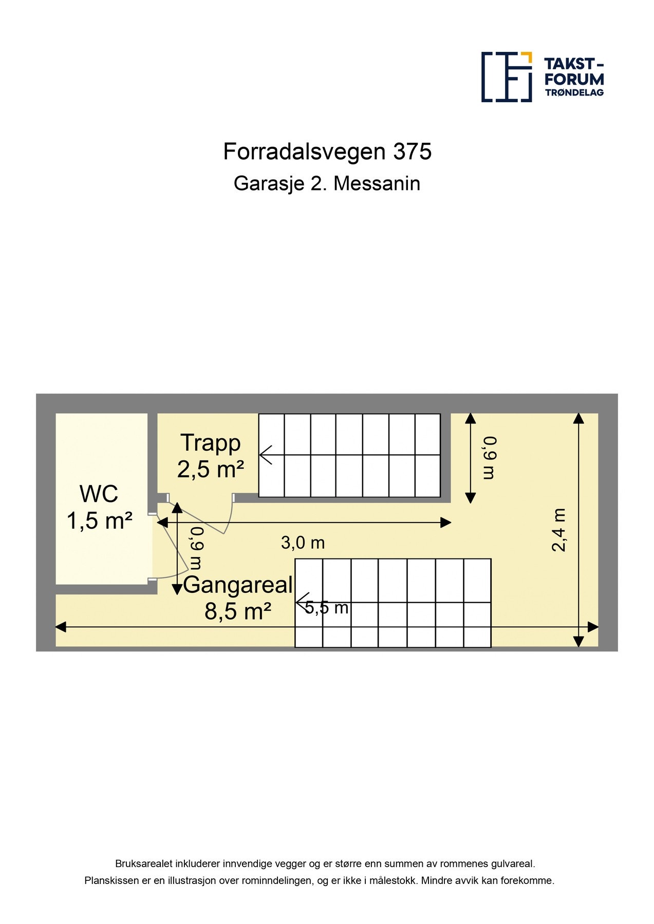 Plantegning - Garasje 2 - Messanin. Galleribilde