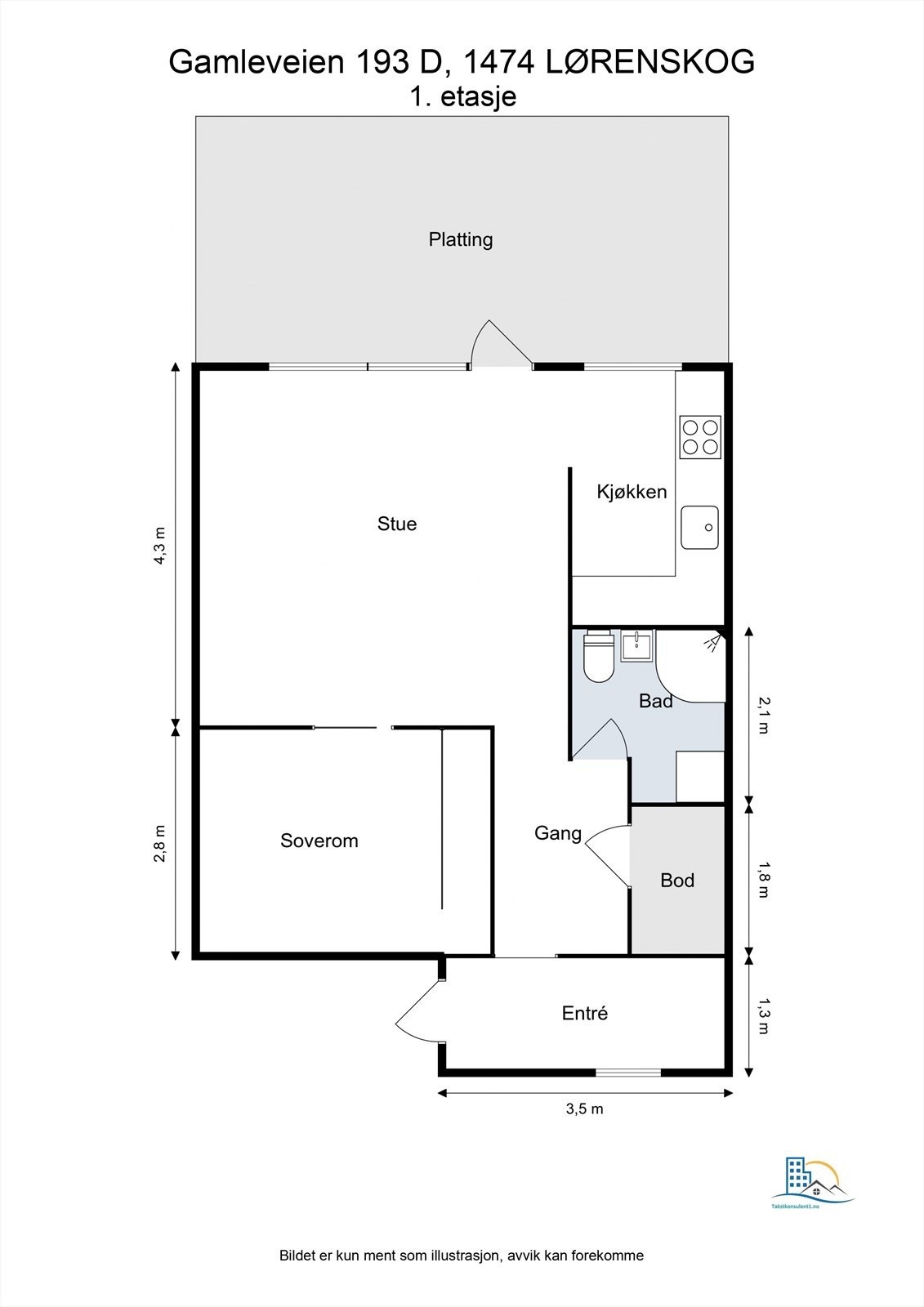 En arealeffektiv planløsning med alt på ett plan, som skiller soverommet fra de sosiale sonene. Galleribilde