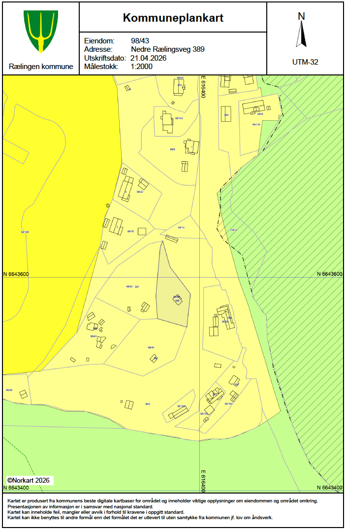 Utsnitt kommuneplankart nr 389 Galleribilde