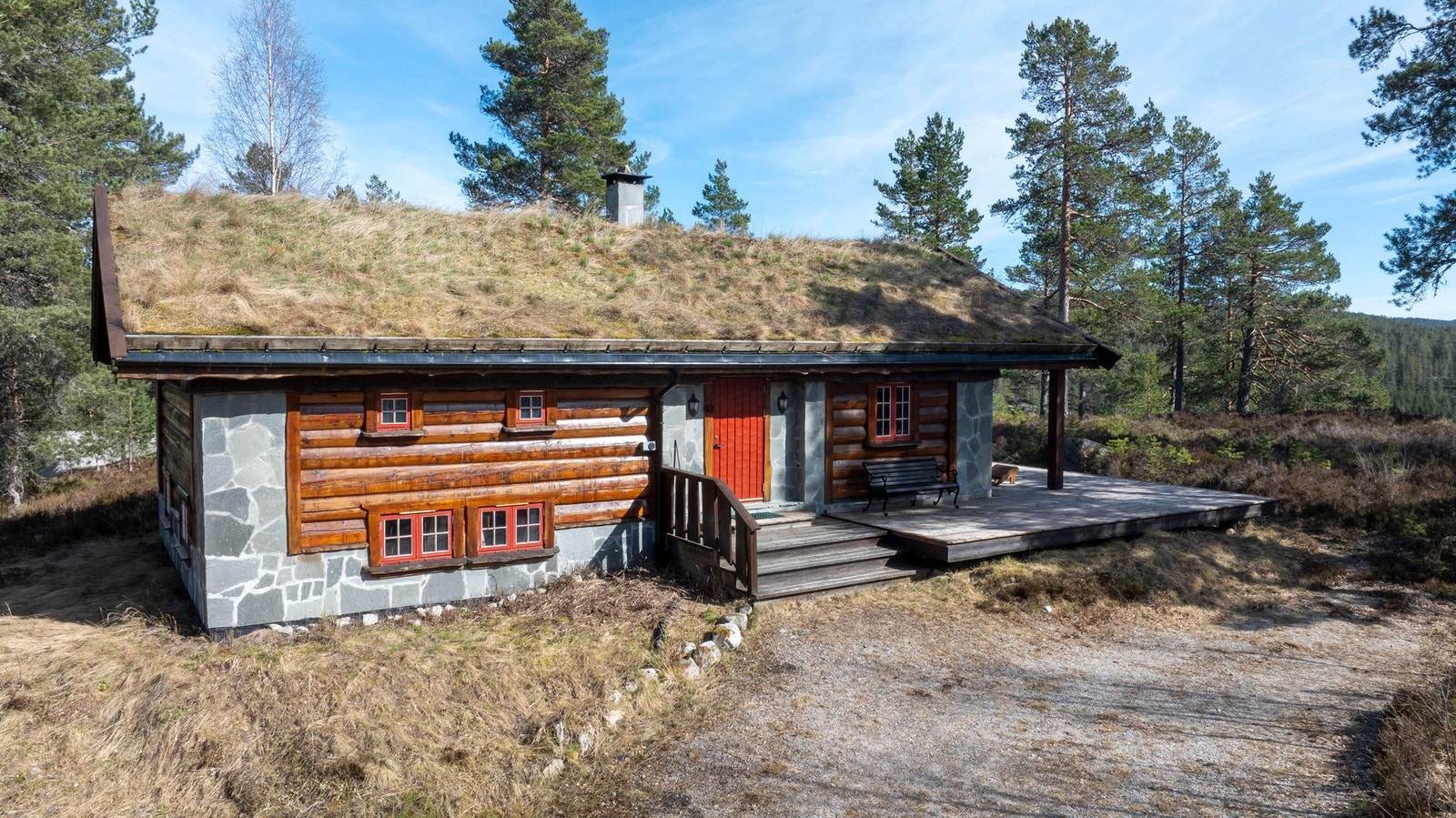 Parkering på egen grunn med enkel adkomst til hytten. Det er montert el-billader, som gir en praktisk og moderne løsning for lading av elbil året rundt. Galleribilde
