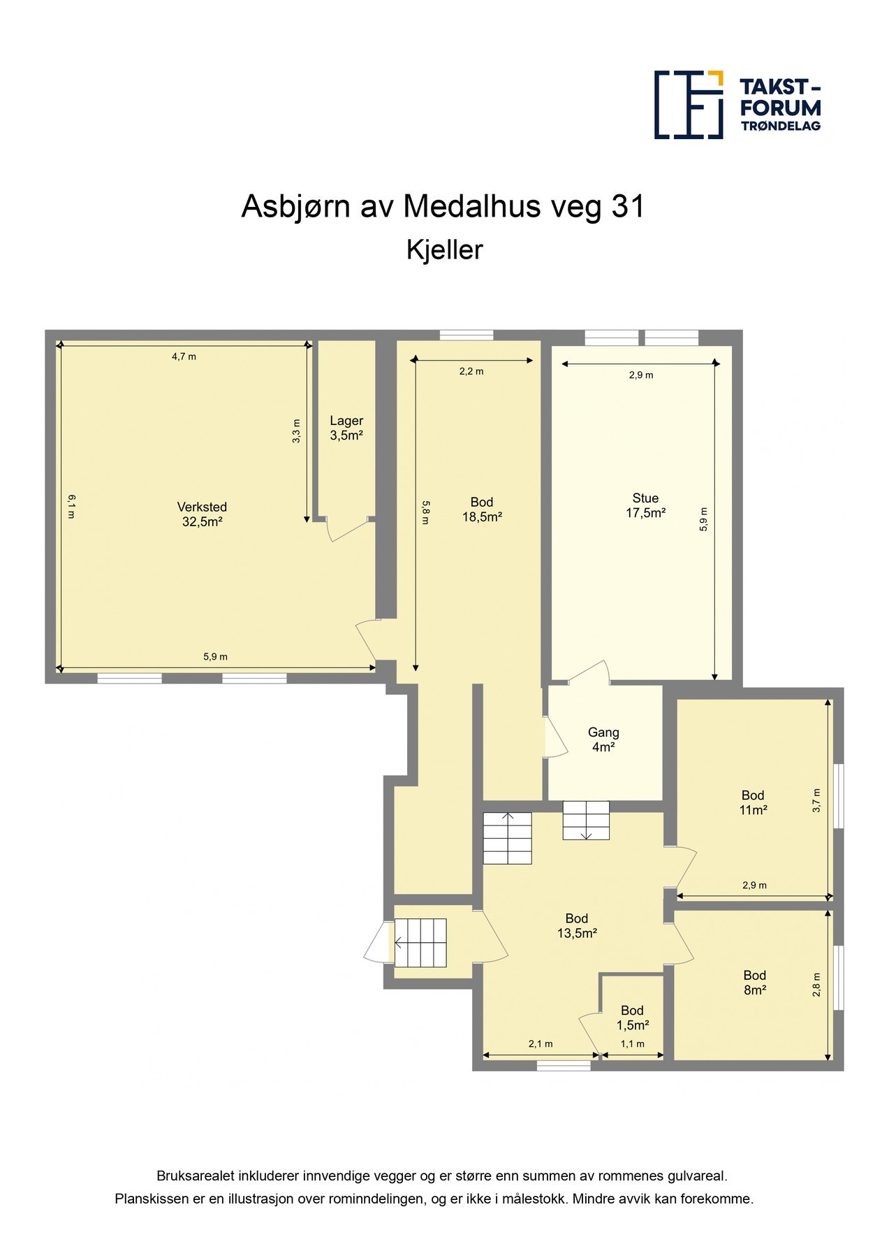 Planløsning kjeller. Galleribilde