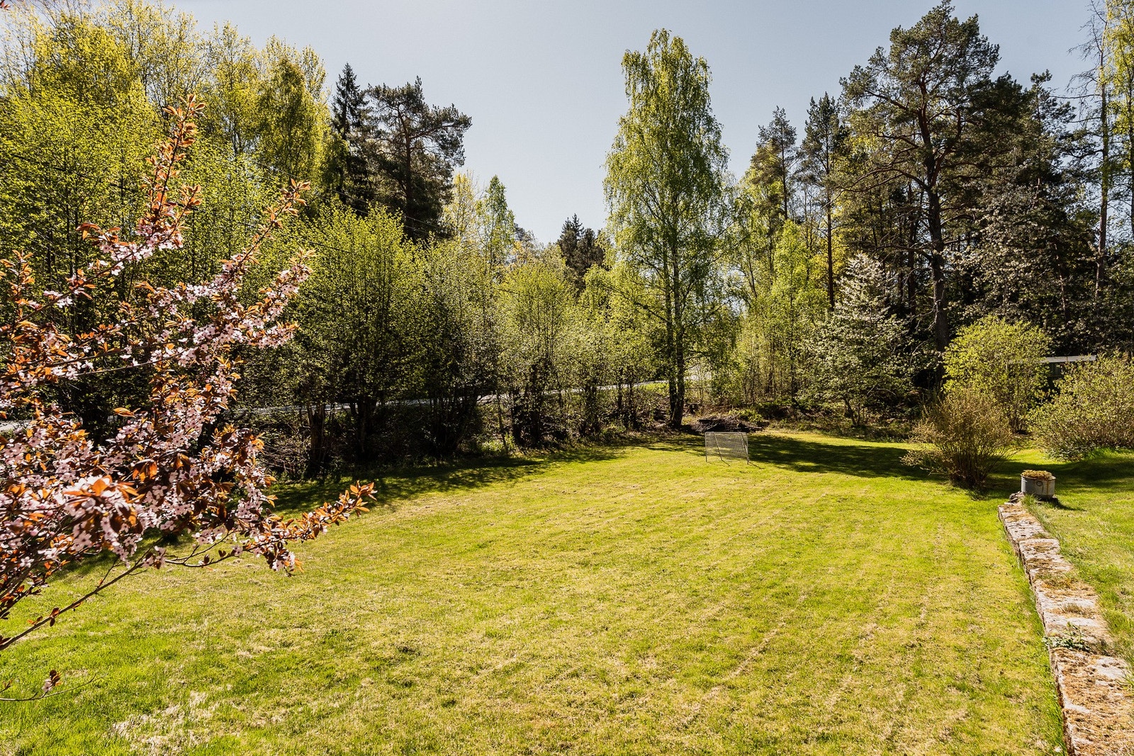 Stor og åpen plen som gir rom for lek, soling og sommerliv. Galleribilde