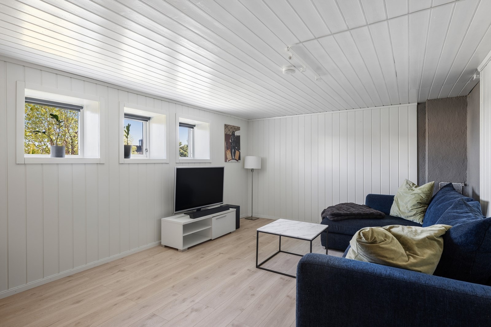Tilleggsdel innredet som kjellerstue. Rommet er ikke godkjent for varig opphold. Galleribilde