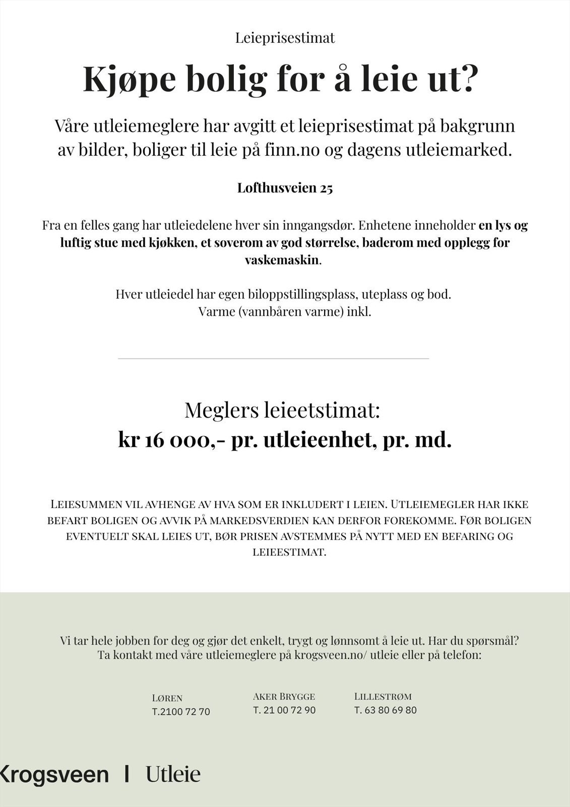 Utleieestimat fra Krogsveen Utleie avd. Løren Galleribilde