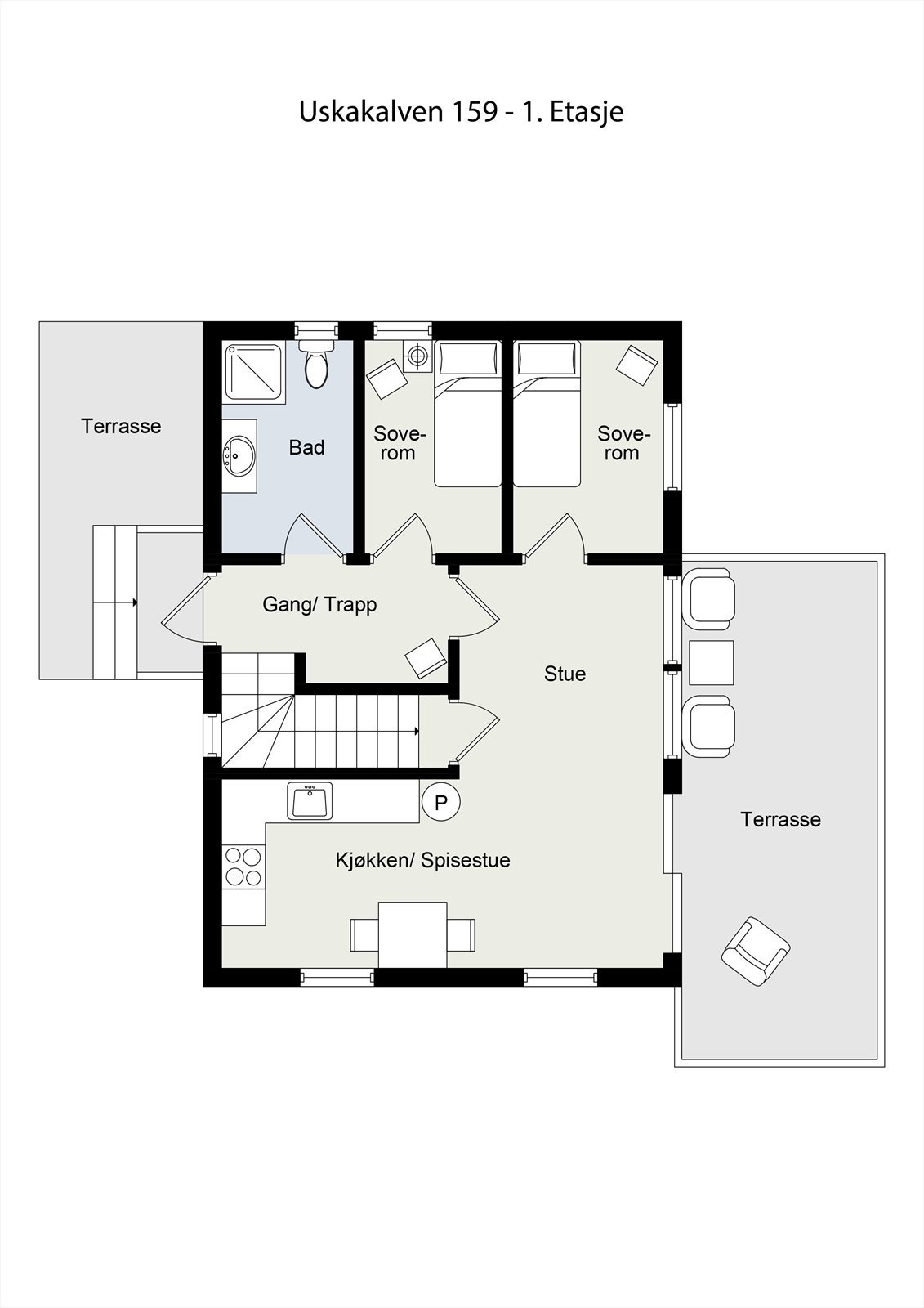 1. Etasje - Plantegningene ikke var målbare, og avvik VIL kunne forekomme. Galleribilde