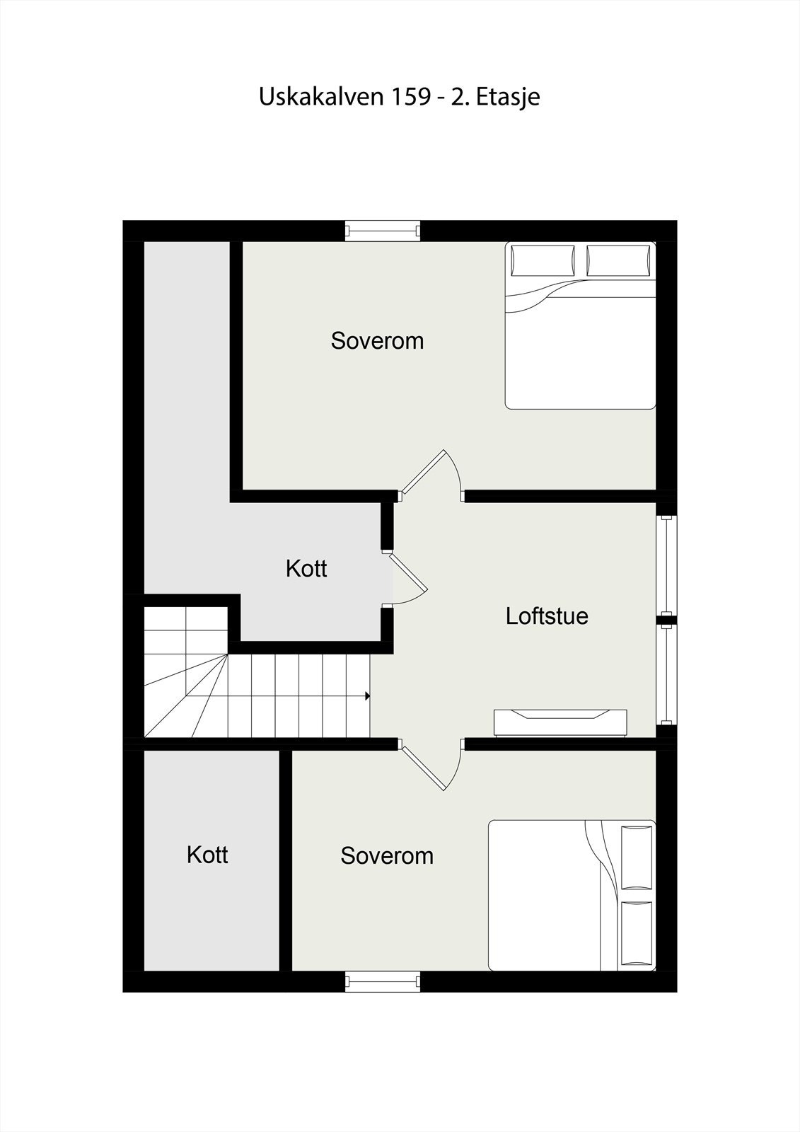 2. Etasje - Plantegningene ikke var målbare, og avvik VIL kunne forekomme. Galleribilde