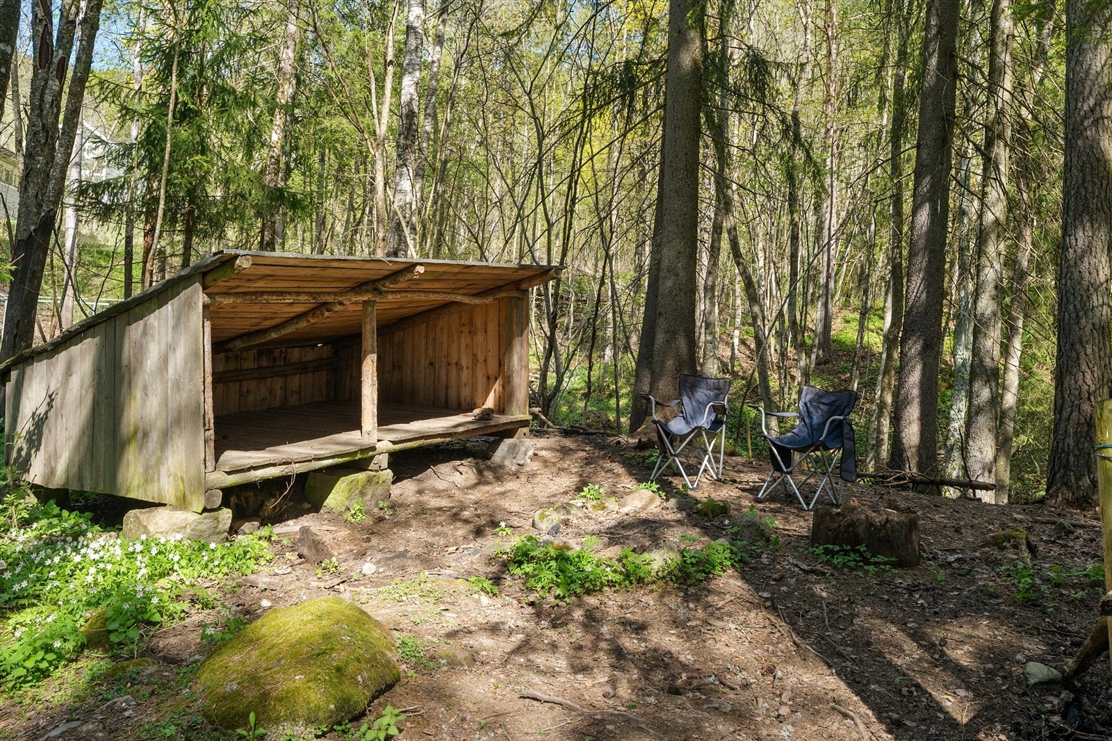 Gapahuk med bålplass. Galleribilde