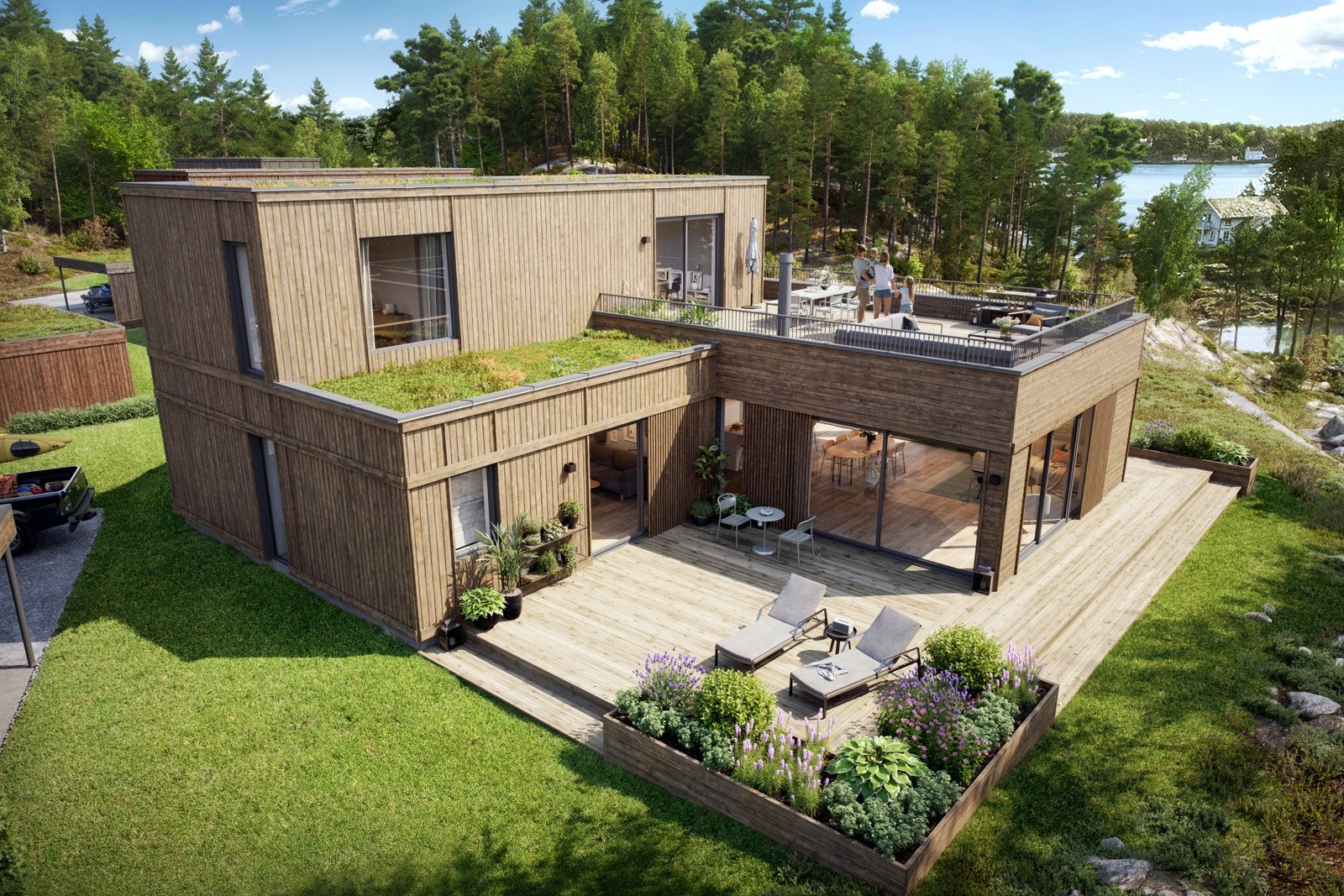 Boligene over to plan har takterrasse. Bildene er av illustrativ art og endelig leveranse vil kunne avvike. Galleribilde