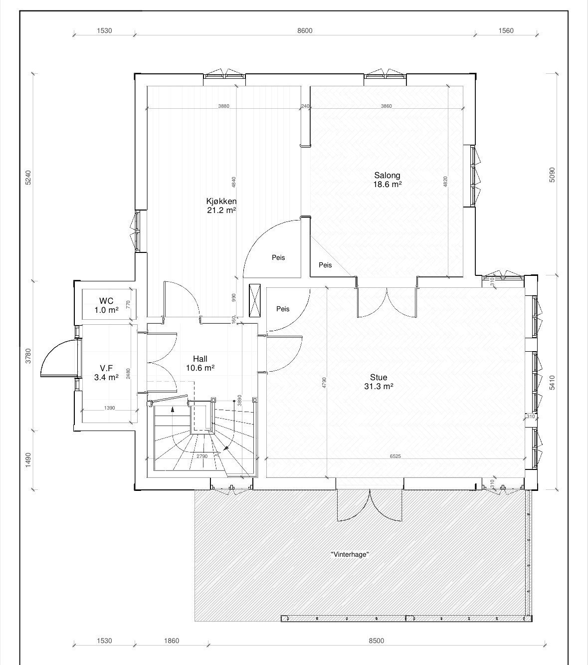 Plantegning 1. etasje Galleribilde