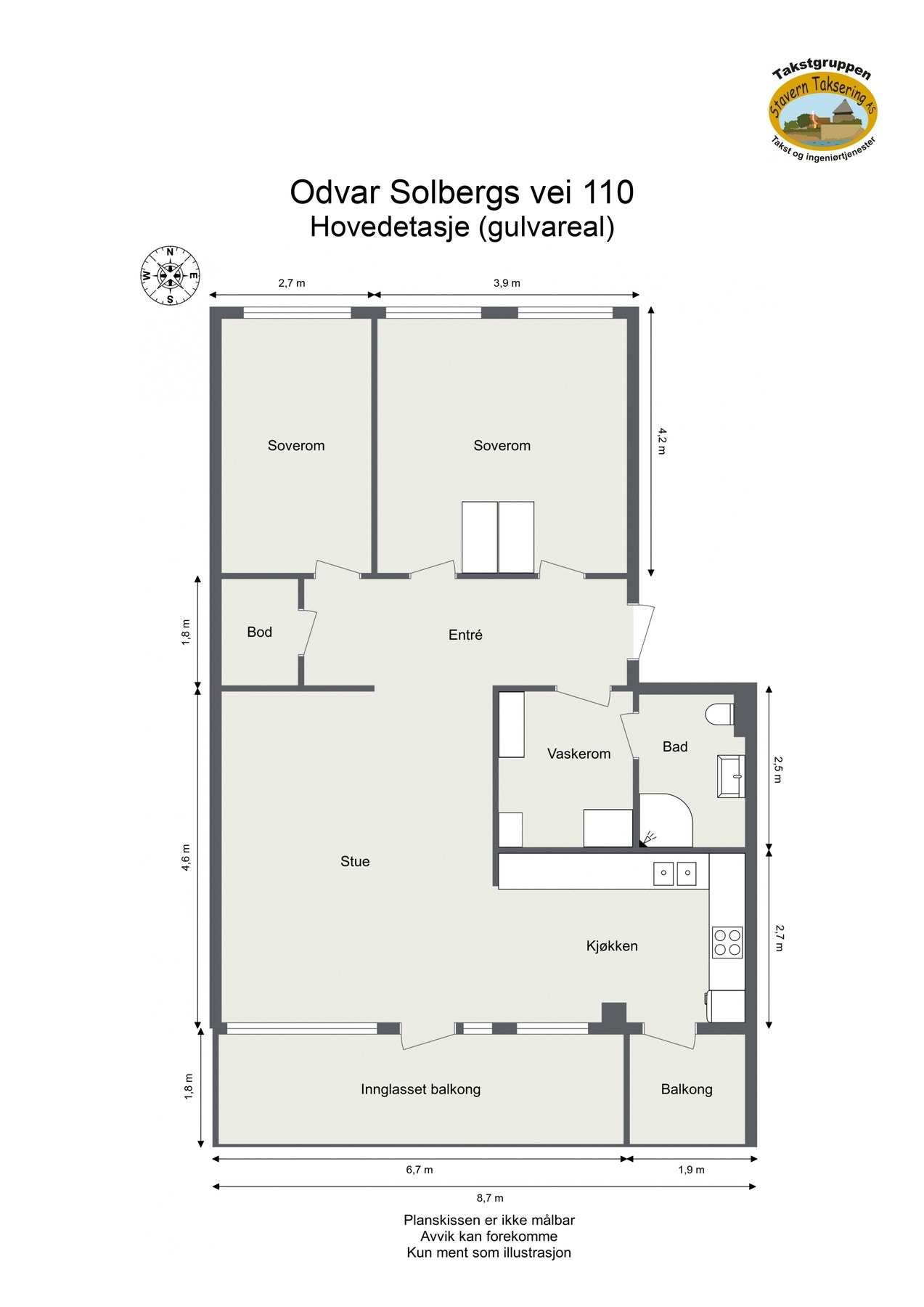 Målsatt plantegning. Galleribilde