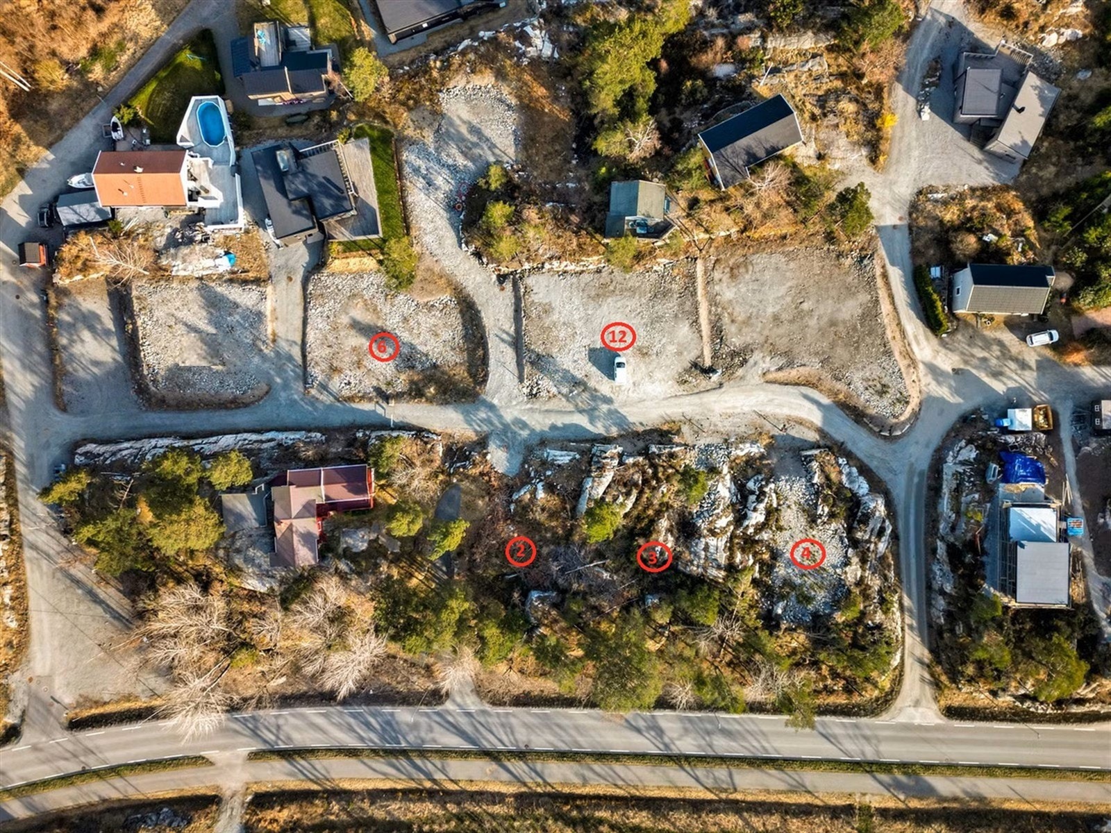 dronefoto ledige tomter pr. 06.05.2026. Galleribilde