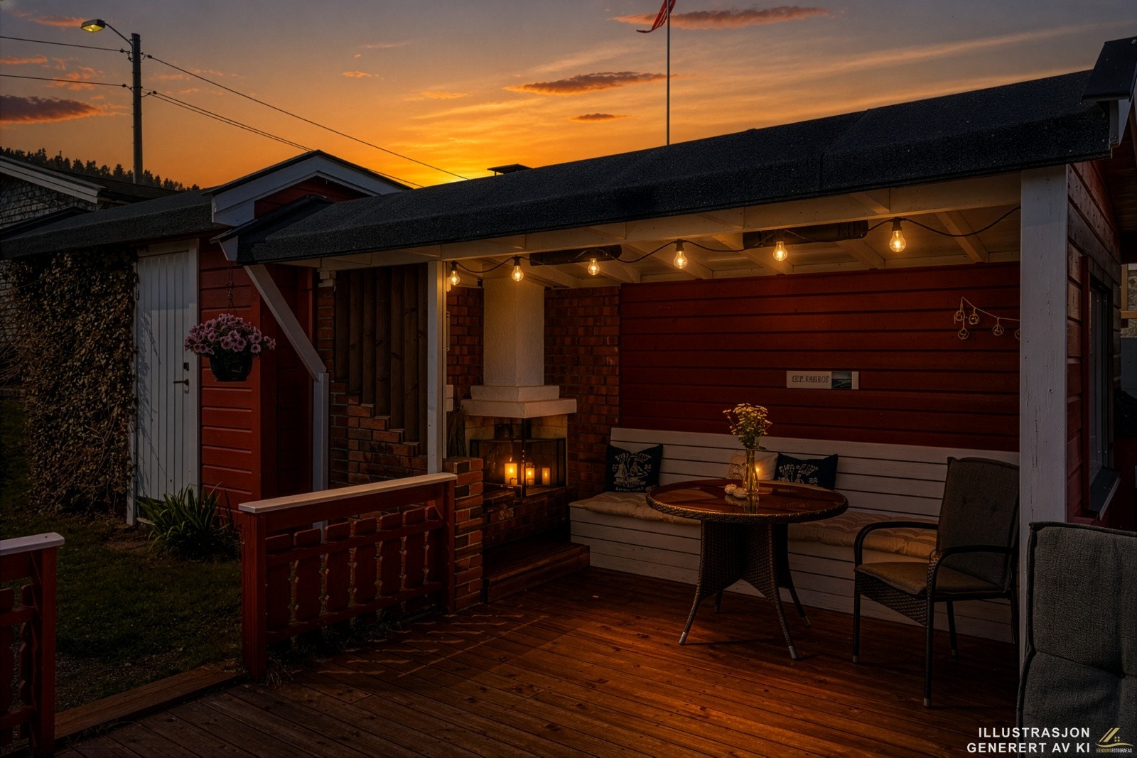 Her kan man samles rundt peisen for ekstra varme og hygge på kjølige kvelder. Galleribilde