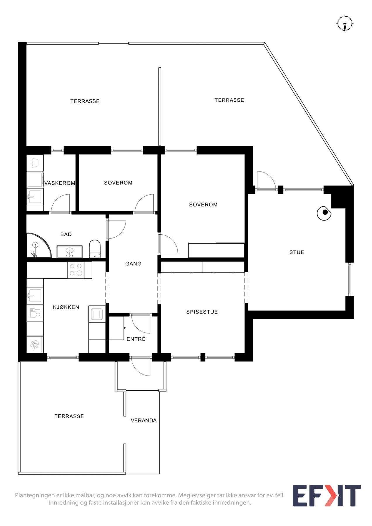 Plantegning som viser planløsningen av boligen. Galleribilde