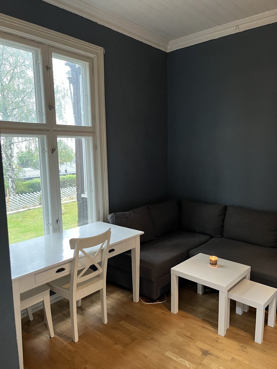 Fin sitteplass. Spise/arbeidsbord kan snues for mer plass Galleribilde