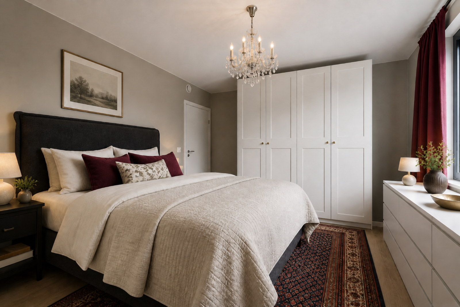 Hovedsoverommet ligger i en privat suite med eget walk-in closet og tilknyttet bad. Galleribilde