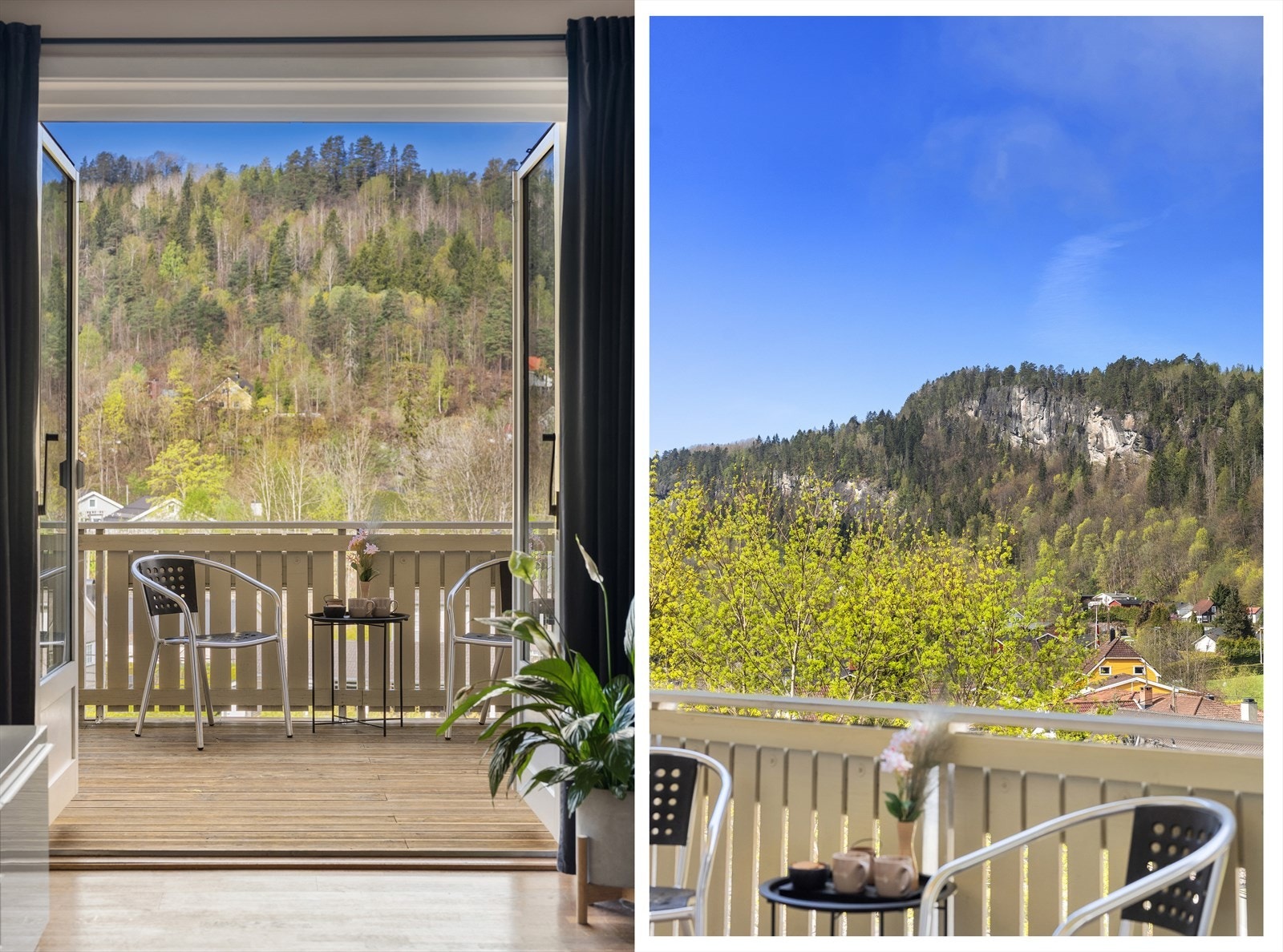 Utsikt over et rolig nabolag og skogkledde åser. Galleribilde