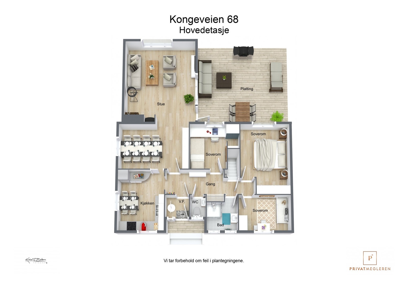 3 D plantegning hovedetasje Galleribilde