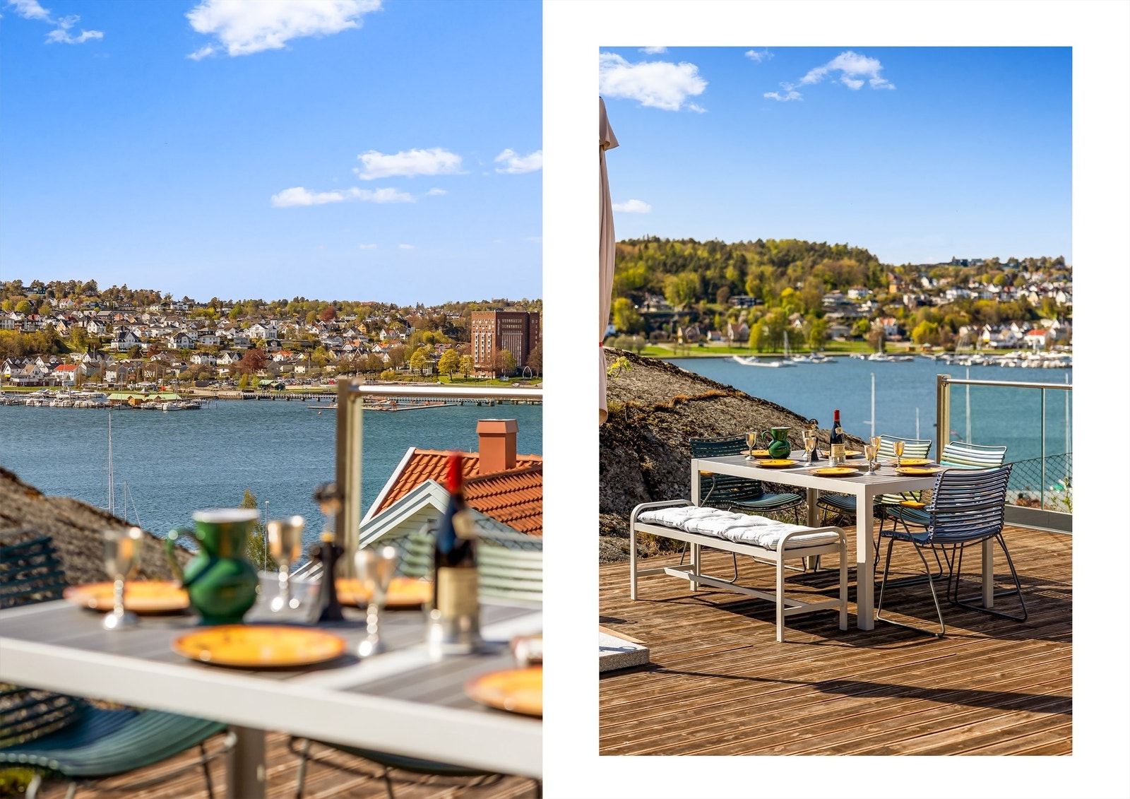 Fra terrassen er det en spektakulær utsikt over innseilingen til Sandefjord. Galleribilde