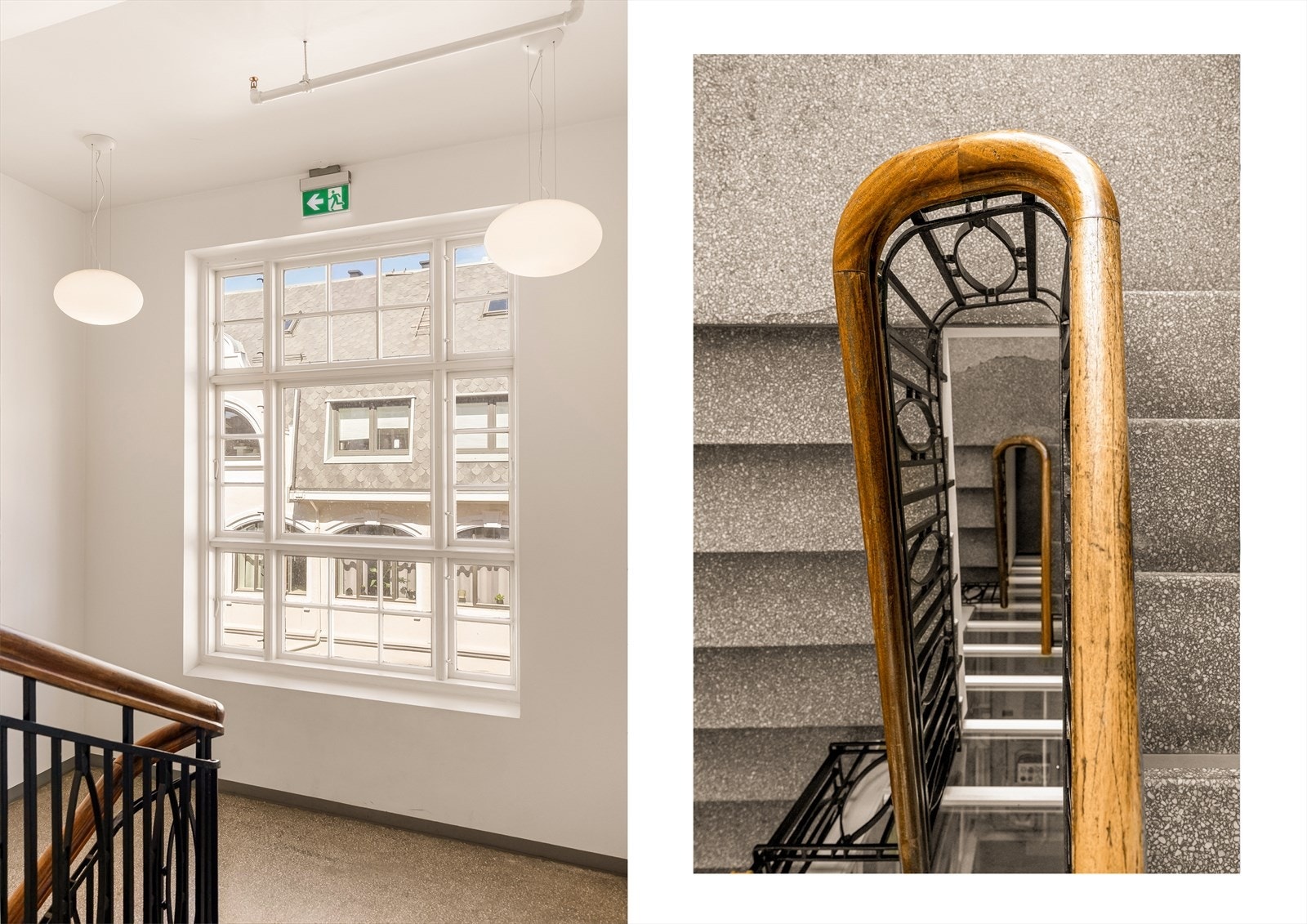 Bygget har heis, noe som gir enkel adkomst til leiligheten i 3. etasje. Vakre detaljer i smijern og tre i den felles trappeoppgangen. Galleribilde