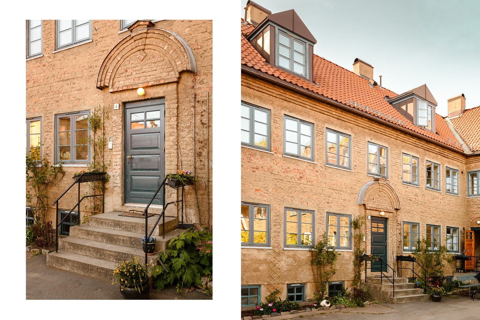 Eiendommen ligger i et sjarmerende og arkitektonisk særpreget boligmiljø med klassiske teglfasader, grønne gårdsrom og et gjennomgående rolig preg. Galleribilde