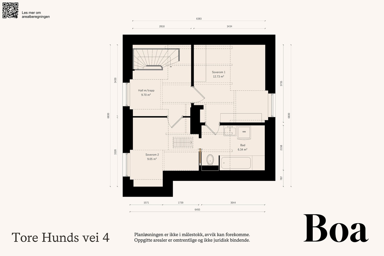 Loft: Trappegang med stue, 2 soverom, bad/wc Galleribilde