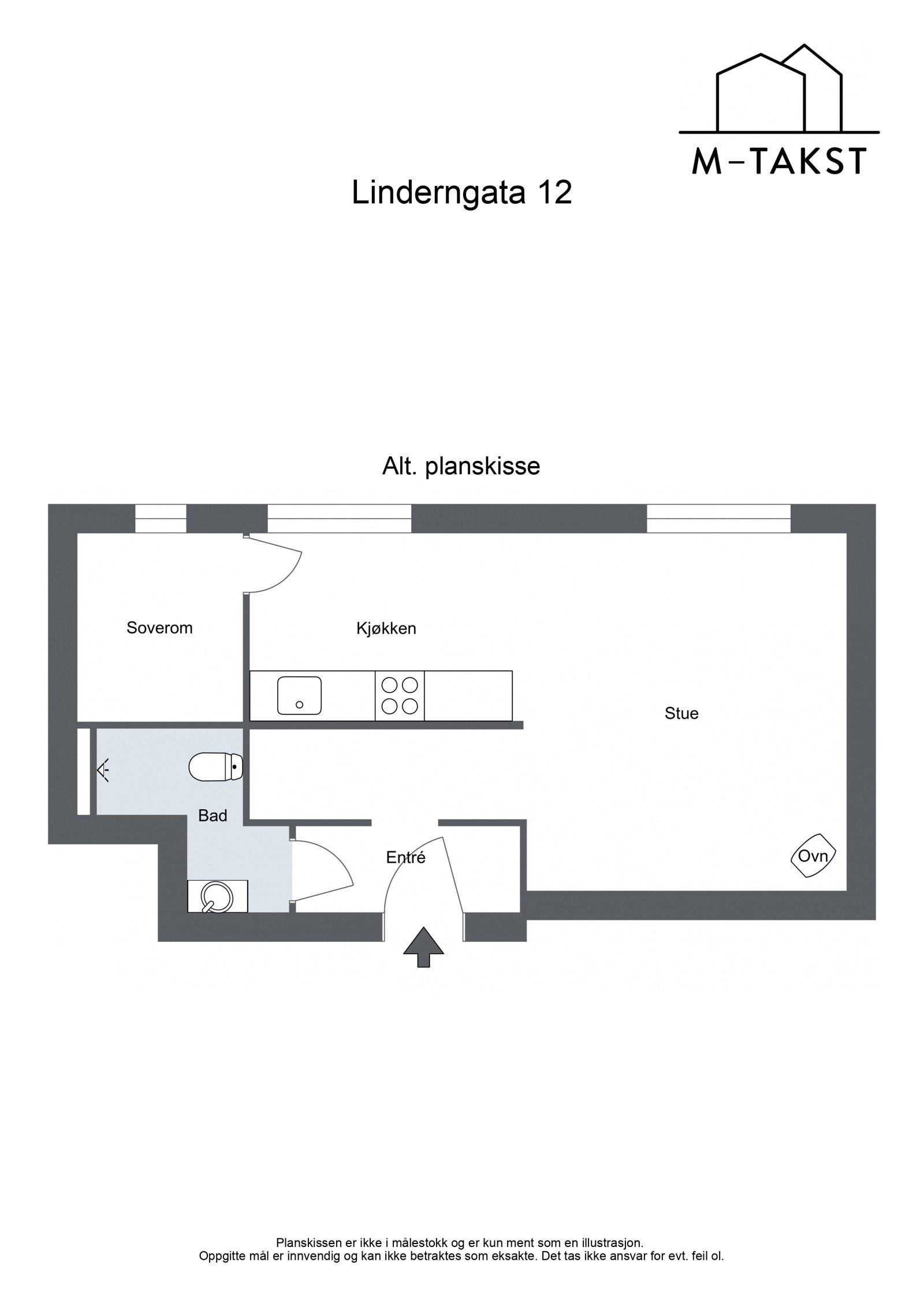 Linderngata 12 - Alt. planskisse som gjort i leiligheten over Galleribilde