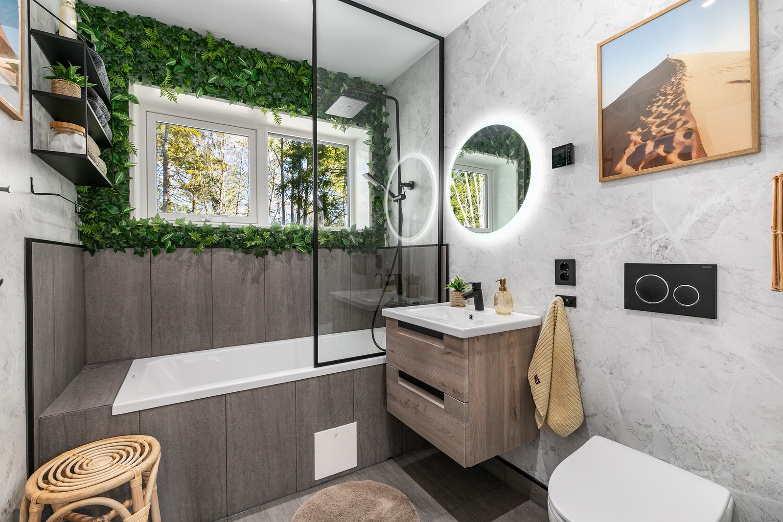 Designmøbler fra Korsbakken inngår også i sokkeletasjen, hvor det i tillegg er mulighet for et behagende bad. Galleribilde