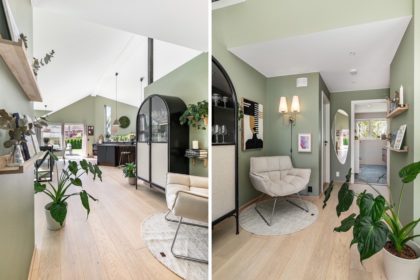Hovedetasjens bad og to soverom er samlet innerst i gangen - tilbaketrukket fra den sosiale sonen. Galleribilde