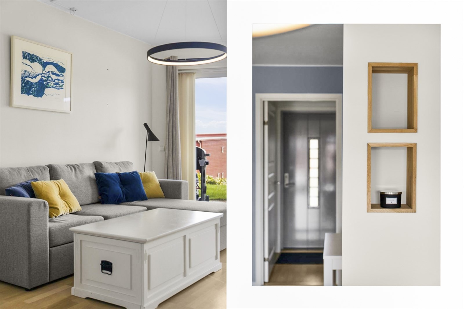 Gjennomtenkte detaljer, som de innebygde hyllene i veggen, gir rommet særpreg. Galleribilde