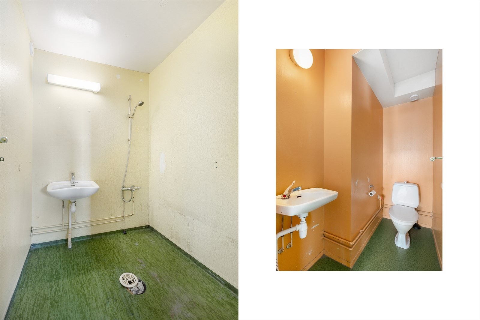 Leiligheten har bad, separat toalett og vaskerom vegg-i-vegg. Her er det gode muligheter for å skape et stort drømmebad! Galleribilde