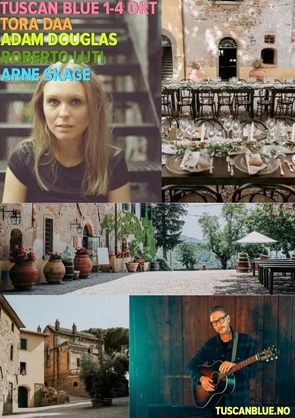 LaVitaBlu jobber med salg av boliger og prosjektutvikling i Toscana. Vi arrangerer og events. Tuscanblue er en event hvor tema er mat, vin og musikk og arrangeres på et gods ved Volterra 1-4 Oktober 2026. Kjente artister kommer.
Begrenset antall plasser Galleribilde